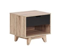 Comodino Minimalista Scandinavo con 1 Cassetto Legno e Nero Spencer