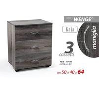COMODINO Mobile Cassettiera Mobiletto 3 Cassetti Legno Moderno WENGè 5040h64