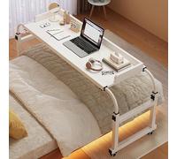 Comodino mobile con ruote, altezza regolabile 65-95 cm, scrivania per computer, postazione di lavoro in piedi, vassoio per alimenti, tavolo medico girevole per letto matrimoniale/matrimoniale/queen s