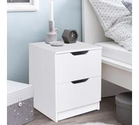 BAKAJI Comodino Camera da Letto Mobiletto Cassettiera 2 Cassetti Maniglia a fessura Design Moderno in legno MDF Mobile Arredo Casa Dimensione 50 x 40 x 40 cm (Bianco)