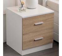 Comodino Mobiletto Cassettiera 2 Cassetti Design Moderno in legno MDF Bianco