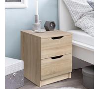 Comodino Mobiletto Cassettiera 2 Cassetti Design Moderno in legno MDF Rovere