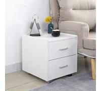 BAKAJI Comodino Semplice in Legno Colore Bianco con 2 Cassetti, Mobiletto dal Design Minimal Compatto e Resistente, Cassettiera Spaziosa Robusta per Camera da Letto Ufficio, Dimensione 40 x 43 x 44 CM