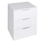 Comodino Mobiletto Cassettiera 3 Cassetti Design Moderno in legno MDF Bianco