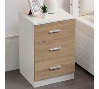 Comodino Mobiletto Cassettiera 3 Cassetti Design Moderno in legno MDF Bianco