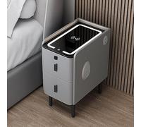 Comodino moderno a 2 cassetti con ricarica wireless, blocco delle impronte digitali e luci LED intelligenti, comodino bianco/grigio/arancione, 3 opzioni di colore, 40 x 40 x 50 cm