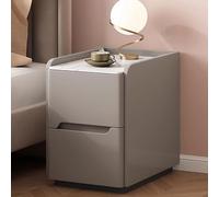 Comodino moderno bianco Comodino in legno, 2 piani Piano in lastre di roccia Maniglie nascoste Senza gambe for camere da letto, camerette for bambini Spazi ristretti(E,30cm/11.8in)