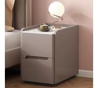 Comodino moderno bianco Comodino in legno, 2 piani Piano in lastre di roccia Maniglie nascoste Senza gambe for camere da letto, camerette for bambini Spazi ristretti(B,45cm/17.7in)