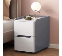Comodino moderno bianco Comodino in legno, 2 piani Piano in lastre di roccia Maniglie nascoste Senza gambe for camere da letto, camerette for bambini Spazi ristretti(D,25cm/9.8in)