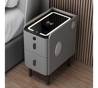 Comodino moderno bianco con luce LED USB di ricarica e cassetto portaoggetti, elegante comodino per camera da letto piccola mobili contemporanei con funzioni intelligenti per spazi ristretti