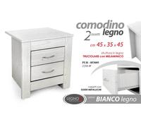 COMODINO Moderno Cassettiera CAMERA LETTO UFFICIO SALOTTO BIANCO 4535H45