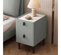 Comodino moderno Comodino bianco Con 2 cassetti Gambe in acciaio al carbonio Piano in pietra for camera da letto, studio e spazi ridotti(Green,35cm/14in)