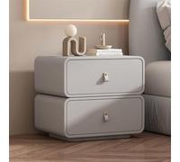 Comodino moderno con 2 cassetti, struttura in legno massello, design ad angolo arrotondato, per soggiorno e camera da letto