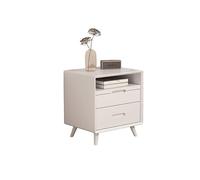 Comodino Moderno Con Doppi Cassetti Portaoggetti, Comodino In Stile Nordico Mid-century In Puro Legno Massello, Design Estraibile - Tavolino Da Caffè Retrò Per Camer(Size:52*40*54cm,Color:Bianco)