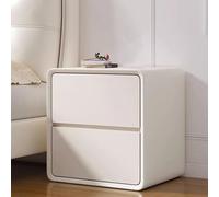 Comodino moderno con finitura in pelle bianca, 2 cassetti, grande capacità, per camera da letto, guida silenziosa, nessun montaggio richiesto, 50 x 40 x 47 cm