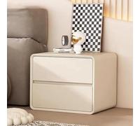 Comodino moderno con finitura in pelle con 2 ampi cassetti, comodino in legno senza montaggio richiesto per camera da letto, tavolino elegante e funzionale (dimensioni: 45 cm x 40 cm x 47 cm, colore:
