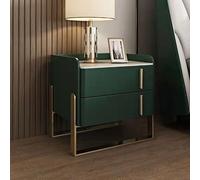 Comodino Moderno Con Piano In Pietra E 2 Cassetti - Comodino Blu For Camera Da Letto O Soggiorno (49,5 Cm L X 40,6 Cm P X 49,5 Cm A)(Blackish Green,20"L x 16" W x 20" H)