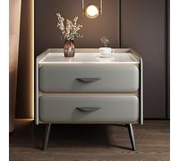 Comodino moderno di lusso con piano in finto marmo, 2 cassetti spaziosi, comodino minimalista per camera da letto e soggiorno, arredamento elegante per la casa