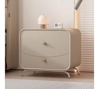 Comodino moderno di lusso in pelle PU con 2 cassetti, comodino in legno massello per piccoli spazi, organizer durevole per camera da letto