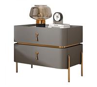 Comodino moderno di metà secolo con gambe in metallo, elegante comodino con 2 cassetti portaoggetti, decorazione contemporanea per la casa per soggiorno e camera da letto, grigio alla moda, 40 x 40 x