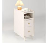 Comodino moderno di metà secolo minimalista con ripiano aperto e gambe in legno massello, facile da montare