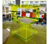 Comodino moderno in acrilico trasparente - Tavolino piccolo a 3 ripiani con contenitore per soggiorno e camera da letto - Tavolino da caffè dal design trasparente