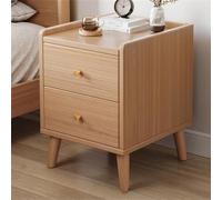 Comodino Moderno In Noce Con Due Cassetti E Gambe In Legno For Camera Da Letto, Soggiorno, Hotel, 19,7x15,7x24 - 1 Pezzo(Natural,16"L x 16" W x 20" H)