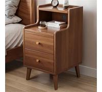 Comodino Moderno In Noce Con Due Cassetti E Gambe In Legno For Camera Da Letto, Soggiorno, Hotel, 19,7x15,7x24 - 1 Pezzo(Walnut,15.7"L x 15.7" W x 24" H)
