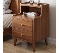 Comodino Moderno In Noce Con Due Cassetti E Gambe In Legno For Camera Da Letto, Soggiorno, Hotel, 19,7x15,7x24 - 1 Pezzo(Walnut,19.7"L x 15.7" W x 24" H)