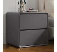 Comodino Moderno in Pelle Pu con Porta di Ricarica USB, Blocco Impronte Digitali, Altoparlante, Doppio Cassetto Comodino per Camera da Letto