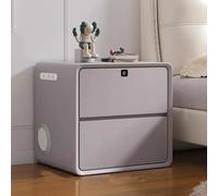 Comodino Moderno in Pelle Pu con Porta di Ricarica USB, Blocco Impronte Digitali, Altoparlante, Doppio Cassetto Comodino per Camera da Letto