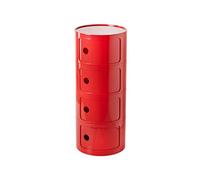 Comodino moderno in stile nordico con design creativo e più strati di stoccaggio in colore rosso