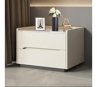 Comodino moderno in stile nordico, in legno massiccio con piano in ardesia, doppi cassetti, perfetto per la decorazione della camera da letto e del soggiorno