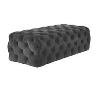 Comodino moderno in velluto trapuntato e poggiapiedi sgabello lussuoso ottomano jumbo per camera da letto grigio scuro 80 x 45 x 40 cm, design multifunzionale