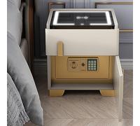 Comodino Moderno Intelligente con cassetto e cassaforte, Comodino a LED con Stazione di Ricarica, Elegante Comodino per Camera da Letto e Ufficio, Design Compatto da 45 cm/18 Pollici (Bianco
