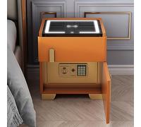 Comodino Moderno Intelligente con cassetto e cassaforte, Comodino a LED con Stazione di Ricarica, Elegante Comodino per Camera da Letto e Ufficio (Arancione, 50 cm/20 Pollici)