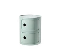 Comodino moderno nordico con cassetti e porta scorrevole, elegante comodino rotondo, cassettiera in plastica a 2/3/4 ripiani per camera da letto, verde matcha, dimensioni compatte 32 x 40 cm