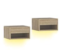 Comodino Moderno Sospeso 1 Cassetto Set 2 Comodini 37x32x21 cm Legno DecHome