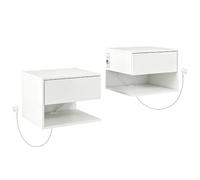Comodino Moderno Sospeso 1 Cassetto Set 2 Comodini 40 x35x30 cm Bianco DecHome