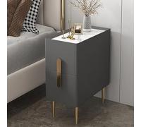 Comodino Moderno Stretto con 2 cassetti 35x40x50cm Grigio Scuro Piccolo Comodino per Camera da Letto mobiletto salvaspazio Elegante Comodino