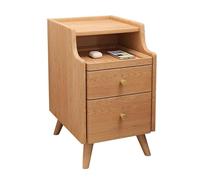 Comodino moderno stretto con 2 cassetti, comodino in legno con ripiano aperto, tavolino compatto per camera da letto, soggiorno e piccoli spazi, design a forma di C da 30 cm