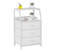 Comodino modulare con cestini portaoggetti in PVC e tessuto, cassettiera aperta con mensola, tavolo d'accento per camera da letto e ingresso, bianco, design a 3 strati