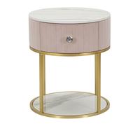 Comodino Montpellier Rosa Ø 42x48 cm in Ferro Legno