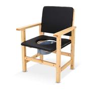 Comodino multifunzionale per anziani, sedile WC con maniglie e cuscino imbottito, design con braccio a goccia per un facile accesso, struttura in legno massiccio per una maggiore stabilità, include