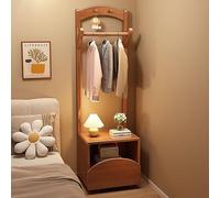 Comodino multifunzione 2 in 1 in legno massello con cassetto, design thailandese in legno di gomma, design resistente, salvaspazio a doppio strato (0,18 ㎡), angoli arrotondati per piccole case (legno