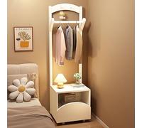 Comodino multifunzione 2 in 1 in legno massello con cassetto, design thailandese in legno di gomma, design resistente, salvaspazio a doppio strato (0,18 ㎡), angoli arrotondati per piccole case (legno