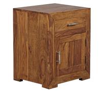 Comodino Mumbai in legno massello Sheesham Design comodino 60 cm con cassetto e porta comodino per letto a molle
