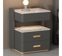 Comodino Nascosto con Cassaforte, Mobiletto Multiuso con Doppio Piano, Comodini Camera con Cassetto e Cassaforte ad Alta capacità, Tavolino Moderno(Grigio)