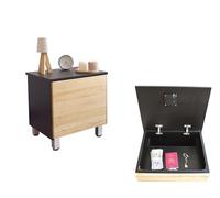 Comodino nero compartimento segreto serratura NFC App Bluetooth mobile camuffato cassaforte invisibile vano nascosto doppio fondo arredo antifurto comodino occultato per soldi gioielli documenti