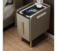 Comodino nero con stazione di ricarica wireless e luci a LED Moderno tavolino a 2 cassetti per camera da letto e soggiorno Elegante tavolino con porte USB (colore: B)